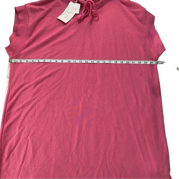 Zara Women Pink Short Sleeve Hooded Sweatshirt Sz L Cotton Swimsuit Cover Up NWT - Picture 12 of 16